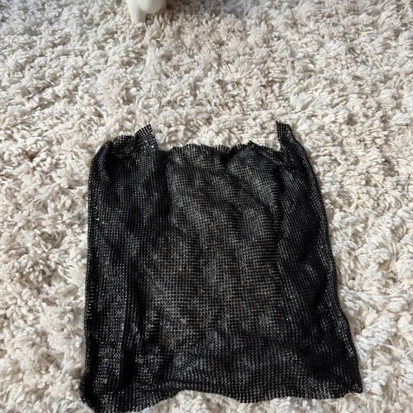 Glamorous going out party evening clubbing women’s Black Chainmail Tank Top. Tur - Picture 4 of 7